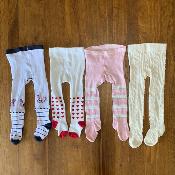 Patterned Winter Tights Bundle Girls 12-24 Mos 2 2T Toddler Girl Cozy Cute Soft - Picture 2 of 16